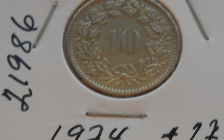 SVEITSI  10 Rappen  v. 1974  KM#27  Circ