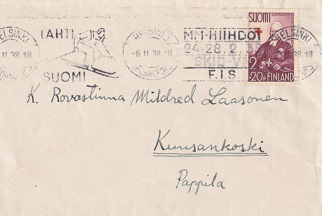 PUNAINEN RISTI MM HIIHDOT LEIMALLA 1938 KUUSANKOSKELLE