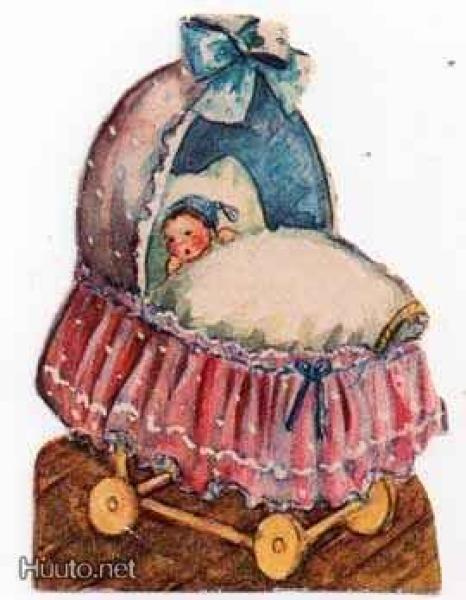 AFKH 67 / Tumma vauva sinipunaisissa vaunuissa. 1950-l.