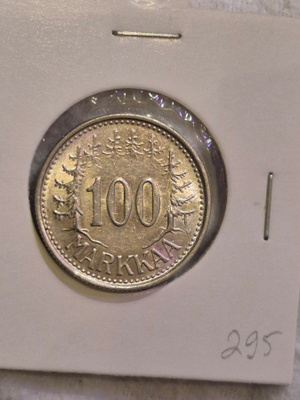 Hopearaha 100 markkaa 1957, Suomi, 5,2 g Ag500