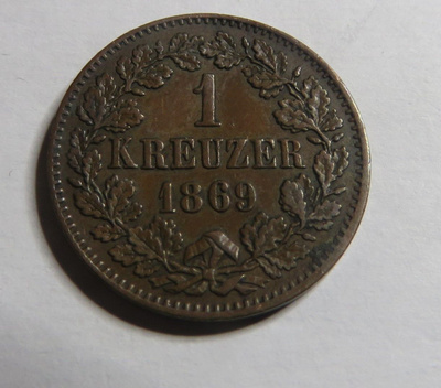 Saksa/Baden 1 kreuzer 1869