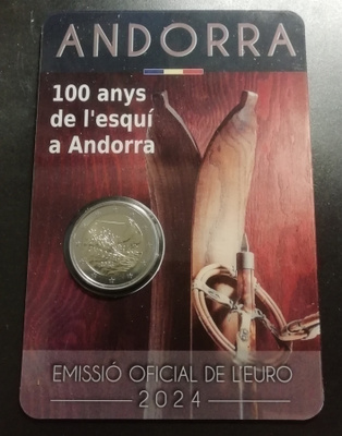 Andorra 2 euro 2024 juhlaraha Hiihto 100 vuotta, COINCARD