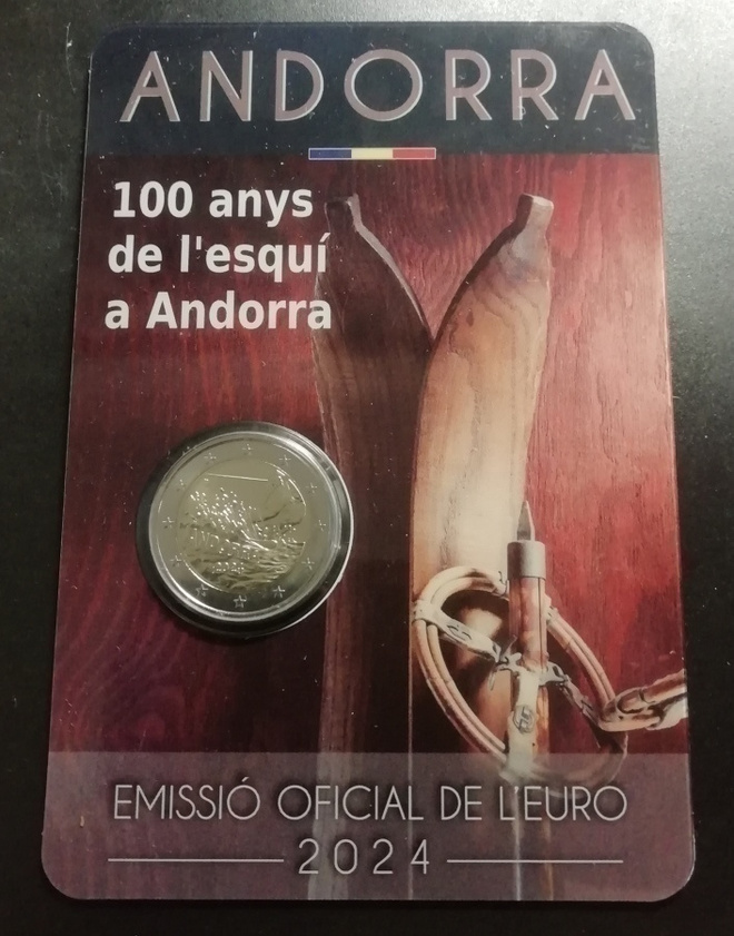 Andorra 2 euro 2024 juhlaraha Hiihto 100 vuotta, COINCARD