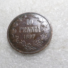 10  penniä  1897  tasaisesti  patinoitunut  hieno   raha, - pikkukuva 1