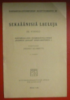 Sekaäänisiä lauluja   22.vihko  1932 Heikki Klemetti