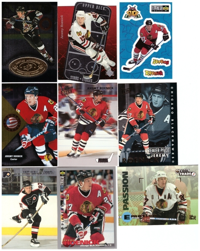 9 x JEREMY ROENICK Blackhawks, Coyotes, Flyers, Erikois ym