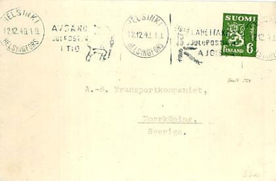 M30 1948 6mk vihreä painotuote Ruotsiin - oikea taksa