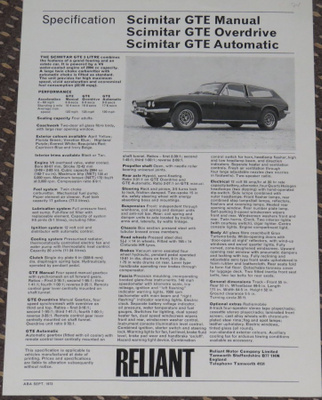 1973 Reliant Scimitar GTE esite - KUIN UUSI
