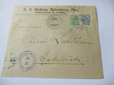 1916 Pori Grand Duché de Finlande sens liikekuorella