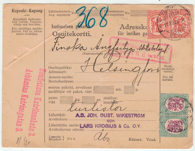 1928 pakettikortti