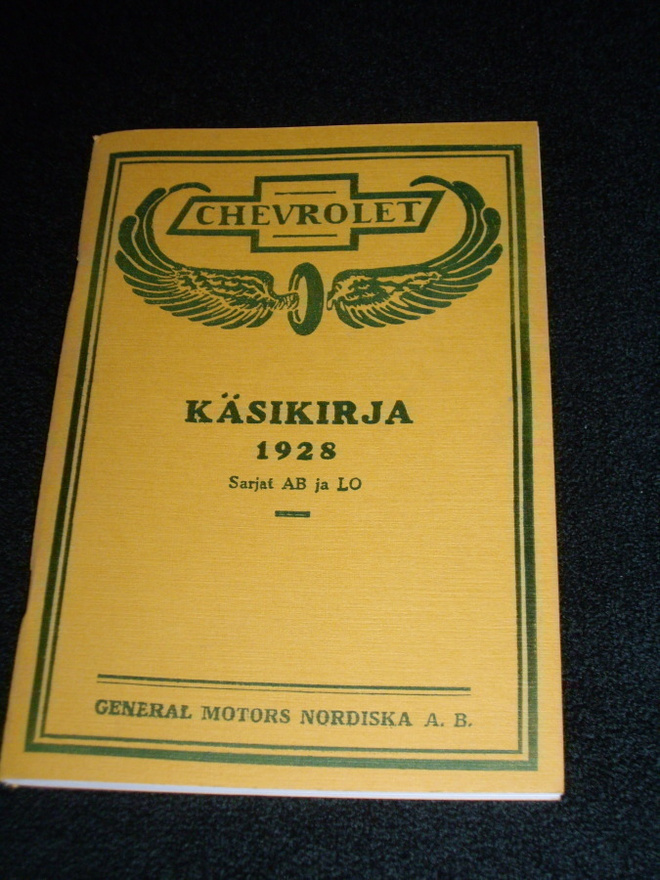 Chevrolet 1928  KÄSIKIRJA  näköispainos v. 1928
