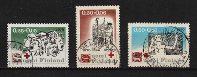 1970 Punaisen Ristin merkkisarja leimattuna