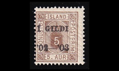 Islanti 12A ** Virkamerkki Kruunu Gildi 5 A (14:13½) (1902)