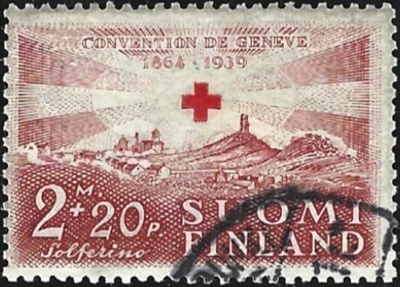 1939 Punainen Risti 2 mk + 20 p leimattu LaPe 219