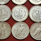 USA 9 x 1 $ silver: 6 x Morgan Dollar + 3 x Peace Dollar. - pikkukuva 4