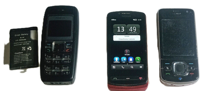 Nokialaisia 1600, 700, 6210 Navigator. 