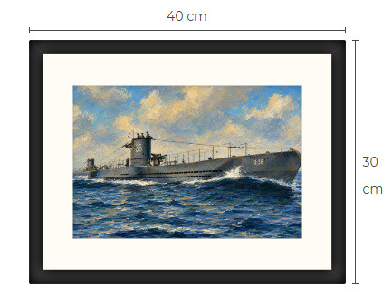 Uusi Sukellusvene WWII art print kehystetty 30 cm x 40 cm