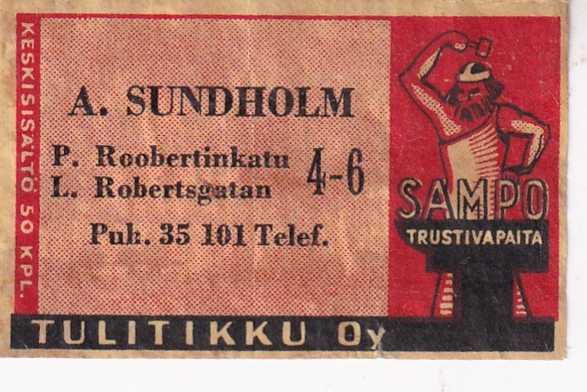 A. Sundholm, P. Roobertinkatu 4-6   , s99