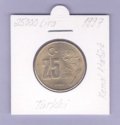 Turkki 25000 Lira v.1997 KM#1141