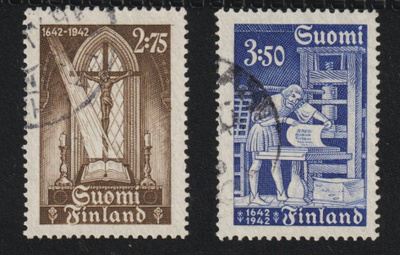 1942 KIrjapainotaidon 300v juhlamerkit leimattuina