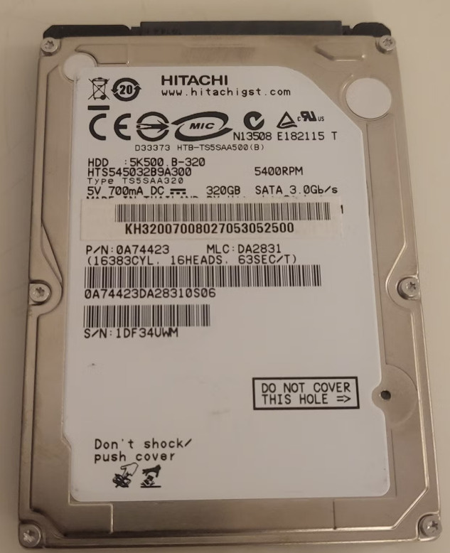 Hitachi 320GB 2,5" 5400RPM sata kovalevy