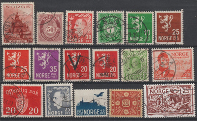 1910 alkaen Norjaa pikkulevy merkkejä leimattuna