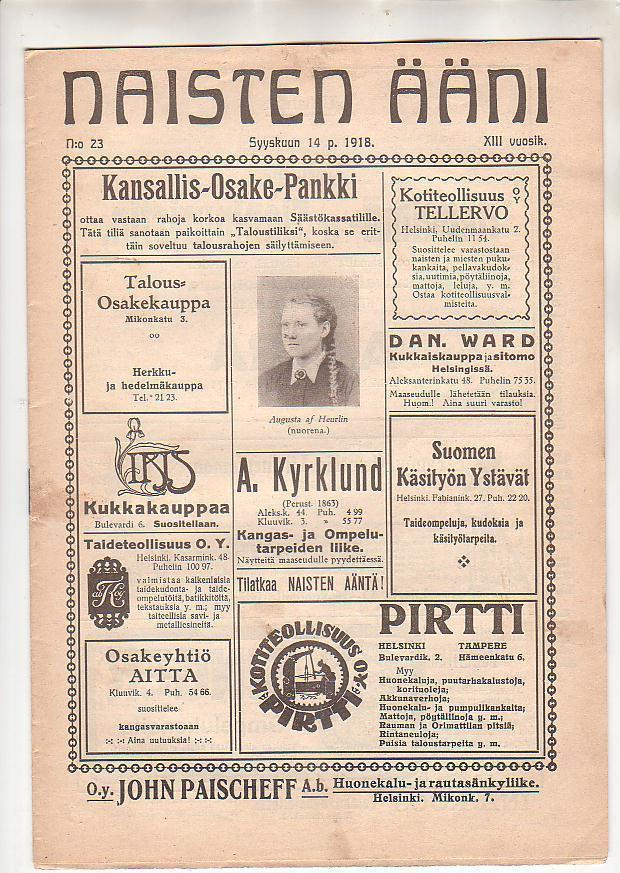 Naisten Ääni, lehdet, 6 kpl.  1918.