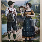 Pientä flirttiä sillalla, vanha väripk, p. 1911 - pikkukuva 1