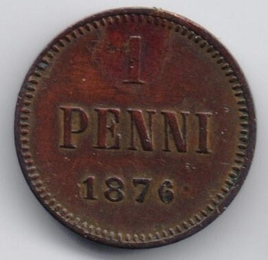 1876 1 penni kl5