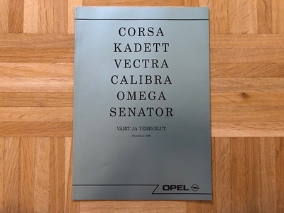 Värikartta Opel Calibra - Omega - Vectra - Kadett. 1990/1991