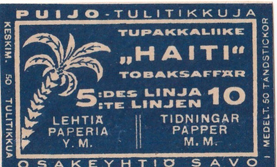 Helsinki, Tupakkaliike "HAITI" 5:des linja 10    b505