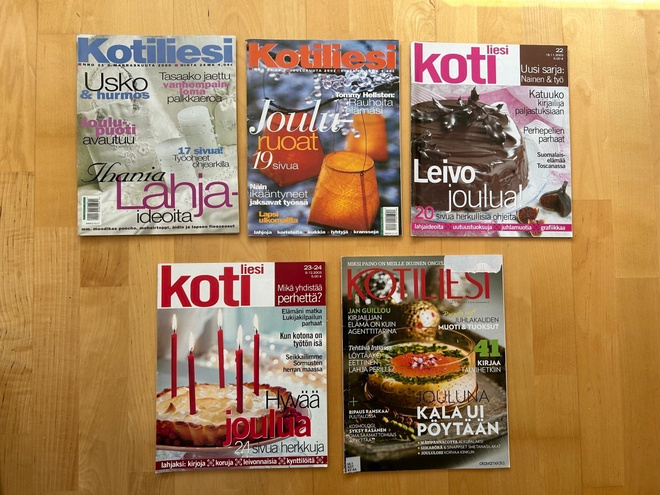 Kotiliesi lehtiä, 5 kpl ( 2000-2013 ) Joulu aiheisia