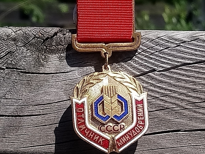 CCCR Kunniamerkki Maanparrannusainessa. Kullattu Ronssia. Em