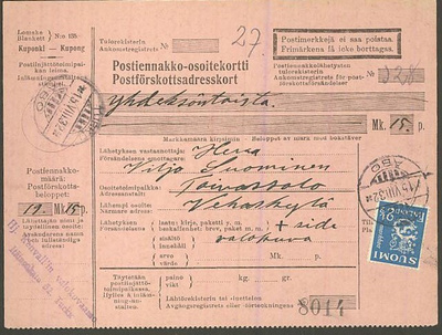 1932 2.5mk postiennakkoristiside