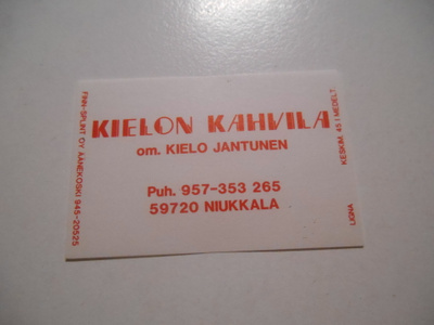 TT Etiketti Kielon kahvila Niukkala