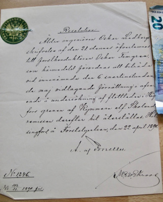 VANHA Asiakirja Metsävirasto 1890 Komea Sinetti