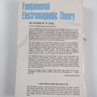 Ronold W. P. King : Fundamental Electromagnetic Theory - pikkukuva 2
