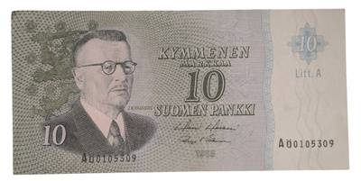 10 Markkaa 1963 Litt. A AÖ-sarjaa