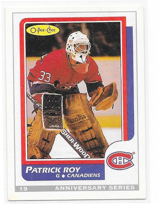 1992 OPC Anniversary Series #19 Patrick Roy Montreal MV