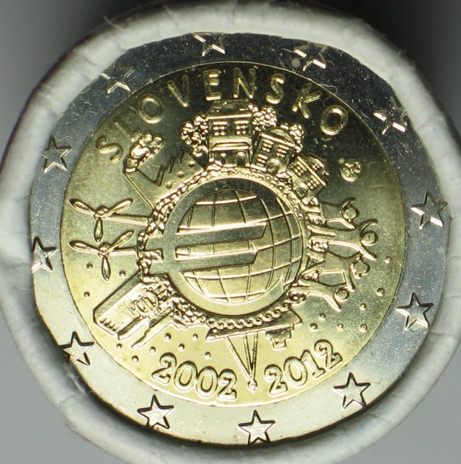 2012 Slovakia 2 € Euro 10 vuotta UNC