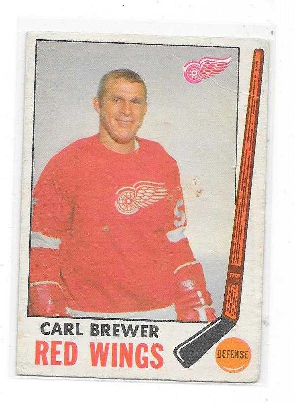 1969-70 Topps 59 Carl Brewer Detroit Red Wings ex HIFK