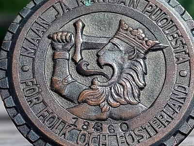 Sodanaikainen Leijona merkki. Numeroitu. Halkaisija - 41 mm.