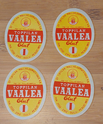 TOPPILAN Vaalea olut etiketit