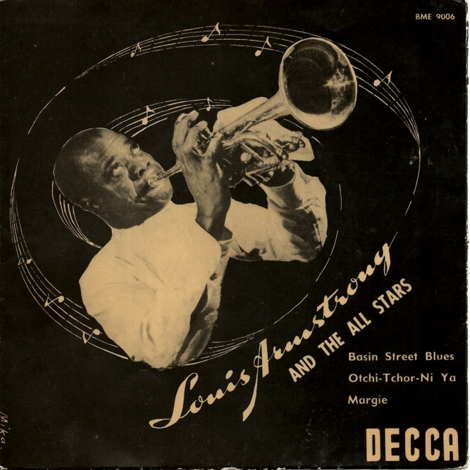 LOUIS ARMSTRONG: "Basin Street Blues"-EP  7" kannet