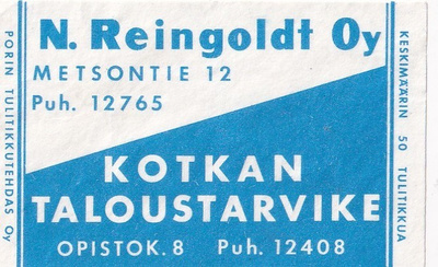 Kotka , Kotkan Taloustarvike, N. Reingoldt Oy b508