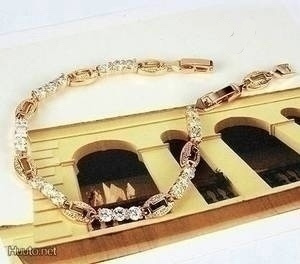 2402 .. 18K Kulta Duble Crystal Kaunis .. Rannekoru