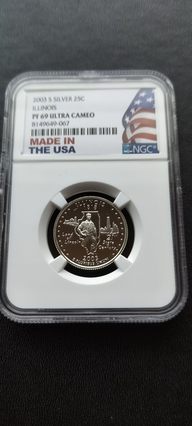 USA 2003-S, State Quarter, Illinois 1818, hopeaa, Proof, NGC