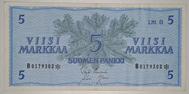 5 Markkaa 1963 Liit. B B0179302 Tähti