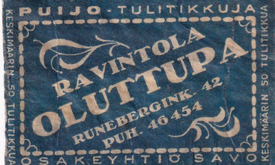 Ravintola OLUTTUPA , Puijo, Osakeyhtiö Savo b552