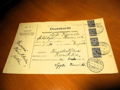 1911 Peräseinäjoki osoitekortti os Metsäkylä Haminan rata